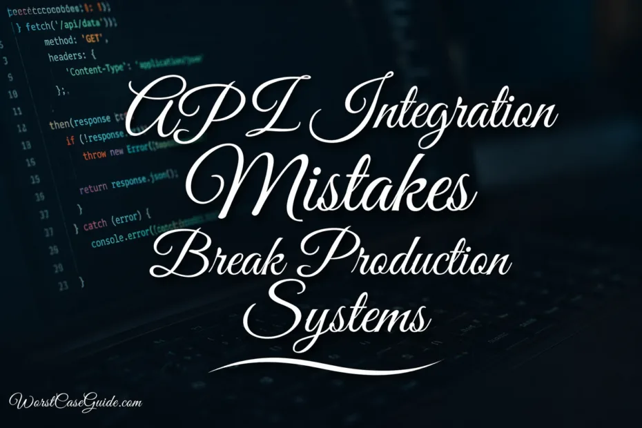 Common API integration mistakes that can cause issues in production systems and disrupt workflow.