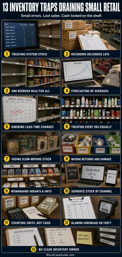Small retail store inventory management mistakes that can hurt business productivity and sales.