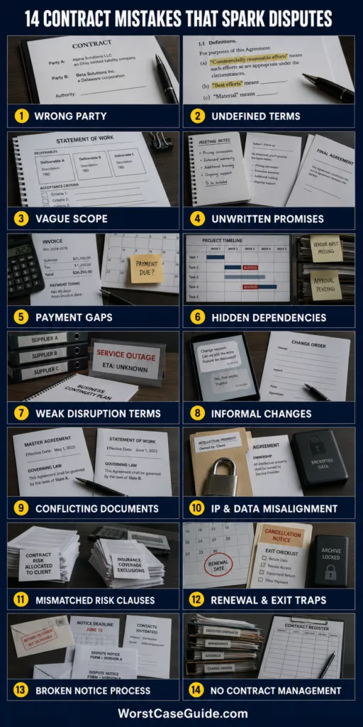 Common contract mistakes in business disputes can lead to costly disagreements and legal issues.