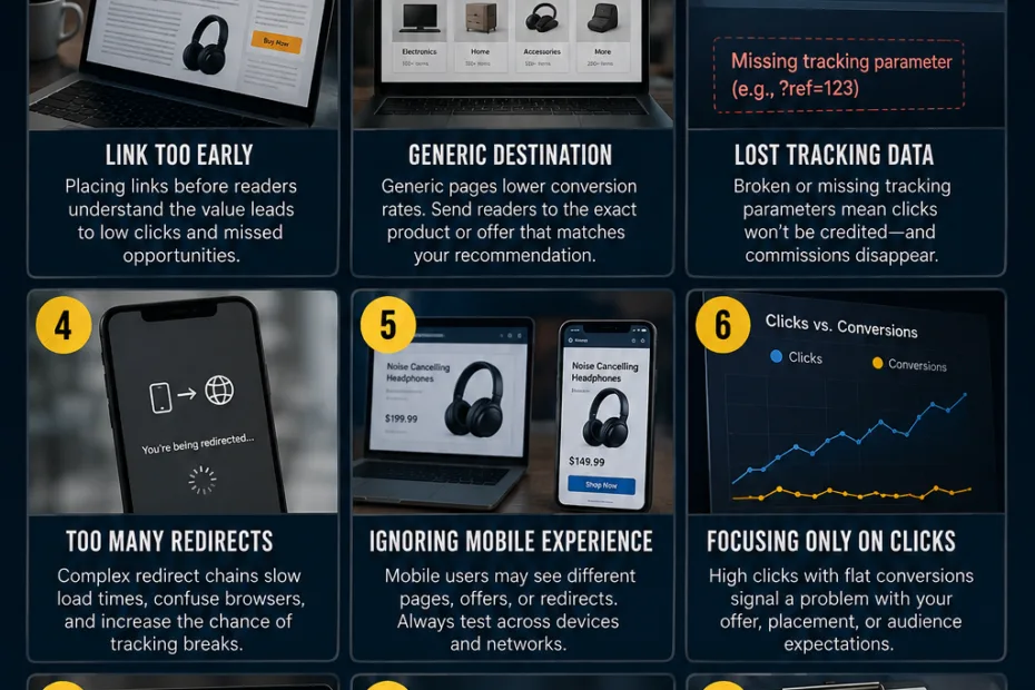 Common affiliate link mistakes that can reduce earnings and how to avoid them for better affiliate marketing success.